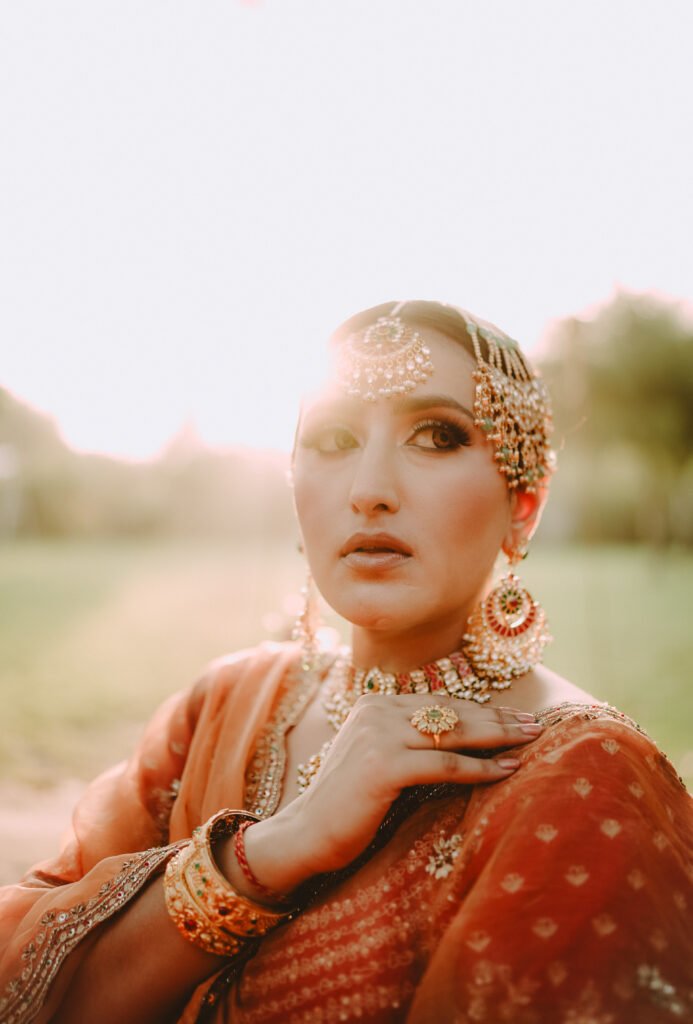 Close-up bridal portrait with traditional jewellery, Jaipur